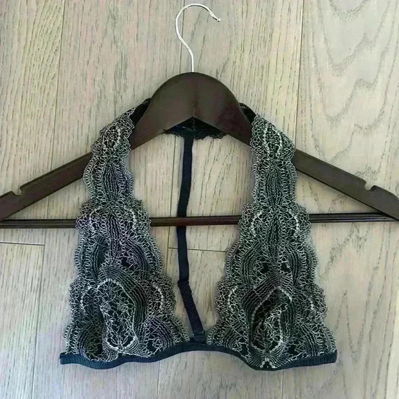 Free People Other - Free People Black Halter Bandeau Lace Bra